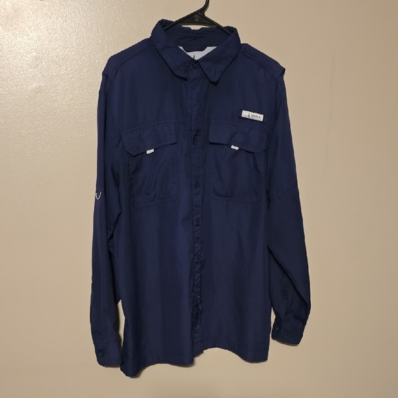 Habit Men's UPF 40+ Crayfish Creek Long Sleeve River Shirt Large Blue - Picture 1 of 4